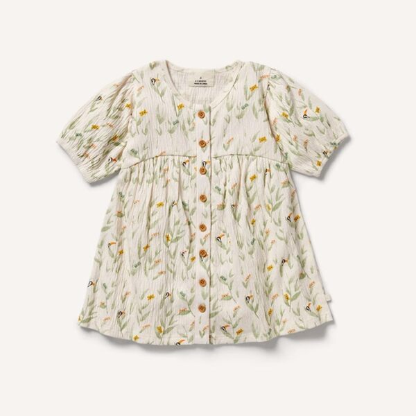 Vestido com Botões Enrugados